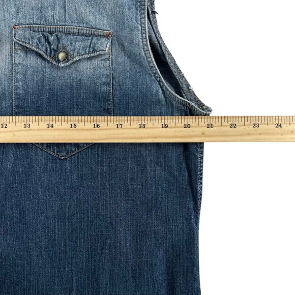 Vintage Y2K Winchester Denim Sleeveless Shirt Vest Mens M Western Snap Button - Picture 7 of 9